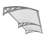 Copertină PREMIUM de ușă 240x80cm / marchiză / adăpost / acoperiș -  brațe gri - placă 6mm întreagă transparent